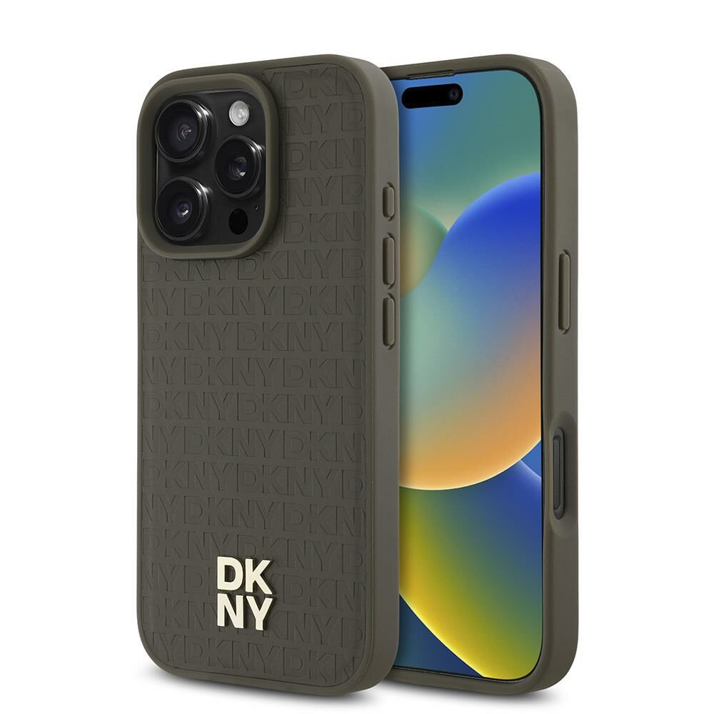 Apple iPhone 16 Pro Kılıf DKNY Orijinal Lisanslı Magsafe Şarj Özellikli 3D Yazılı Repeat Pattern Kapak