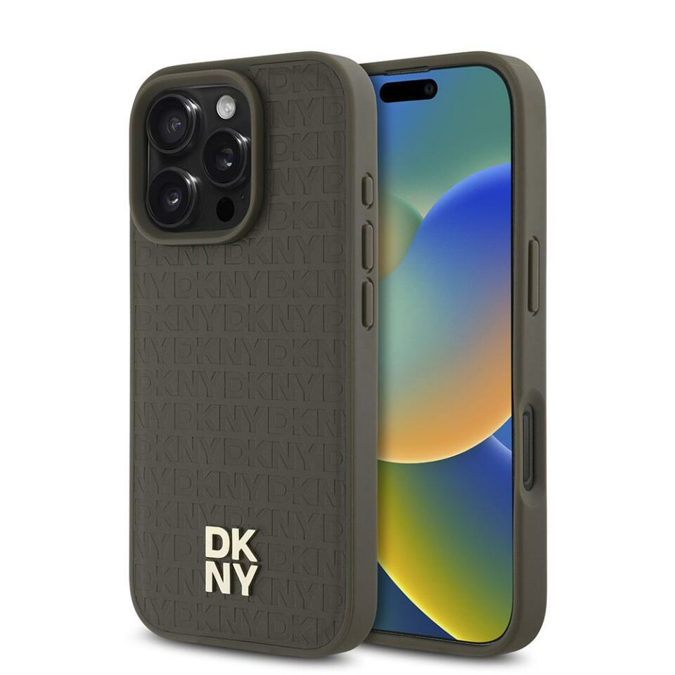 Apple iPhone 16 Pro Kılıf DKNY Orijinal Lisanslı Magsafe Şarj Özellikli 3D Yazılı Repeat Pattern Kapak