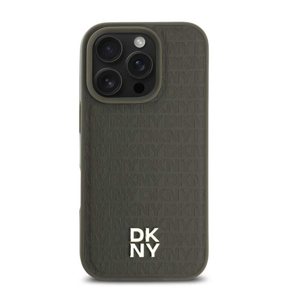 Apple iPhone 16 Pro Kılıf DKNY Orijinal Lisanslı Magsafe Şarj Özellikli 3D Yazılı Repeat Pattern Kapak