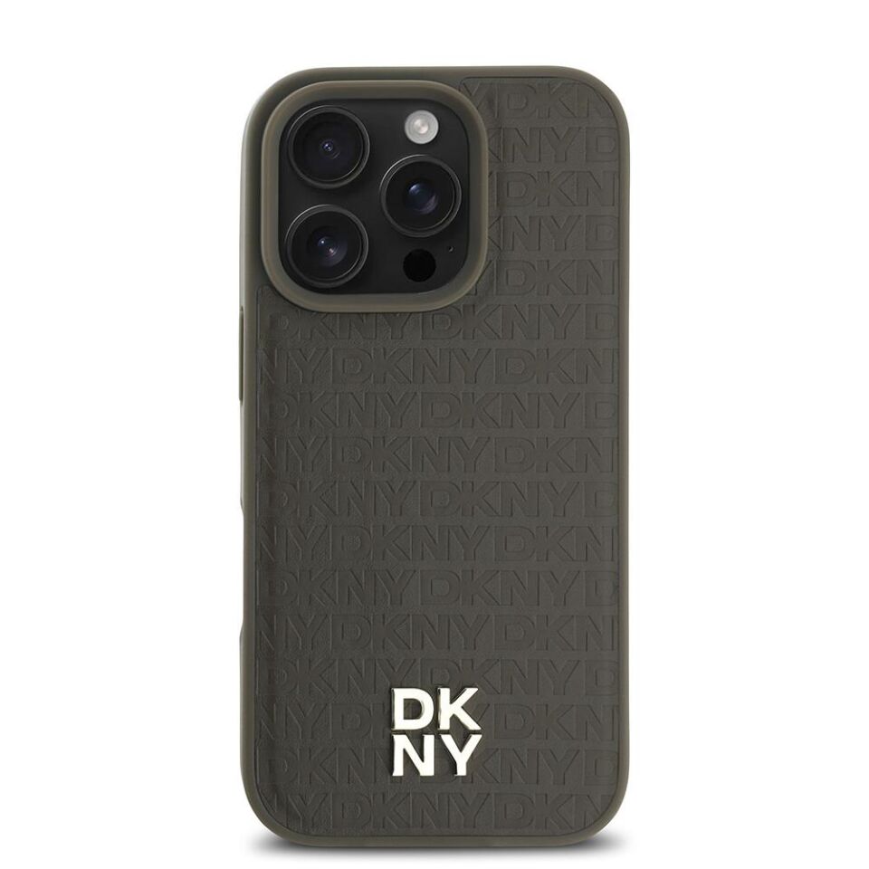 Apple iPhone 16 Pro Kılıf DKNY Orijinal Lisanslı Magsafe Şarj Özellikli 3D Yazılı Repeat Pattern Kapak