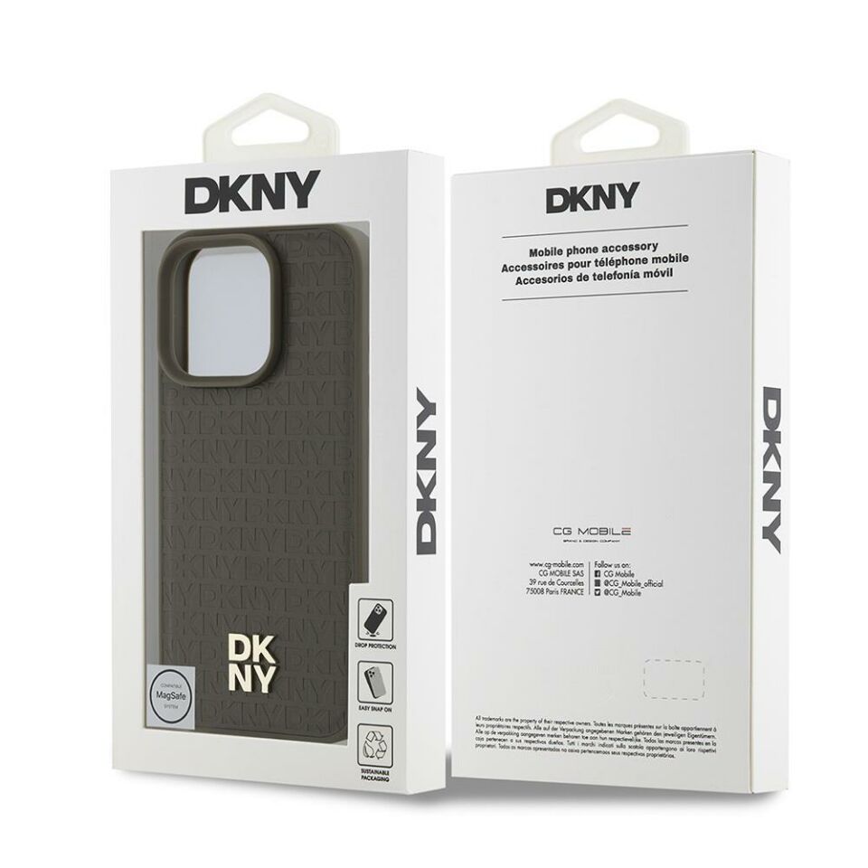Apple iPhone 16 Pro Kılıf DKNY Orijinal Lisanslı Magsafe Şarj Özellikli 3D Yazılı Repeat Pattern Kapak