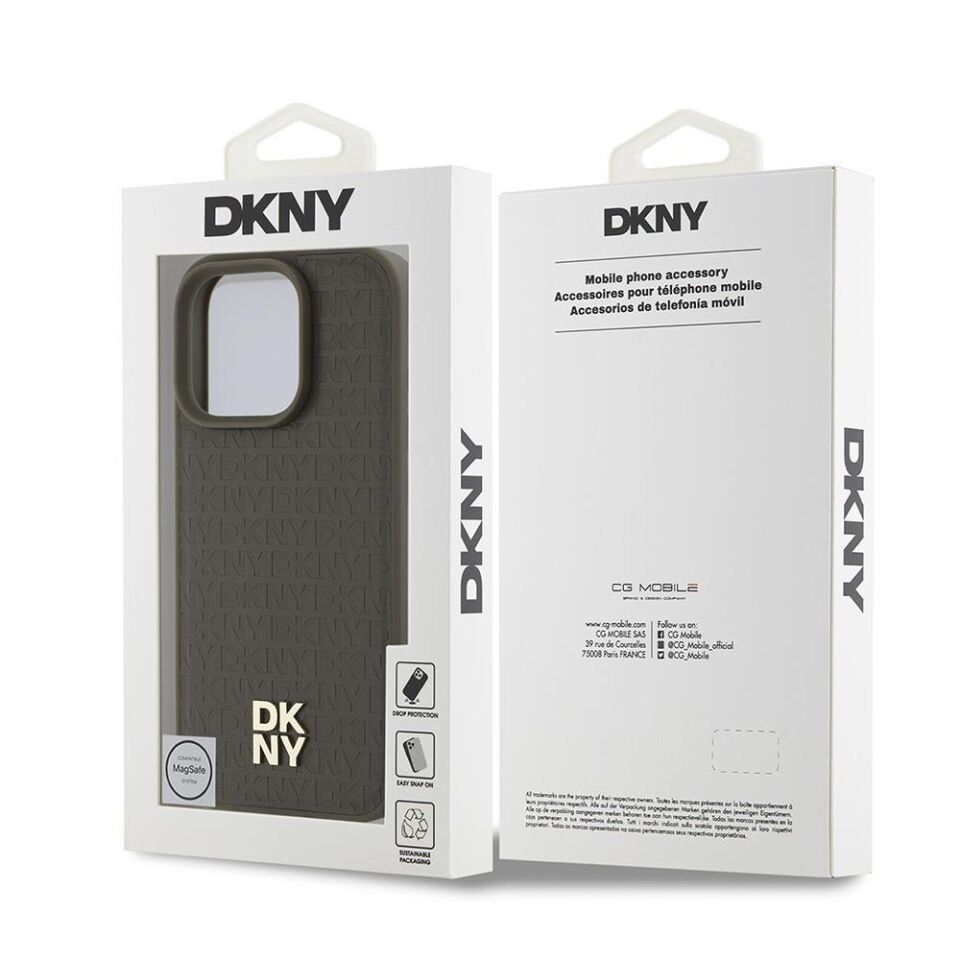 Apple iPhone 16 Pro Kılıf DKNY Orijinal Lisanslı Magsafe Şarj Özellikli 3D Yazılı Repeat Pattern Kapak
