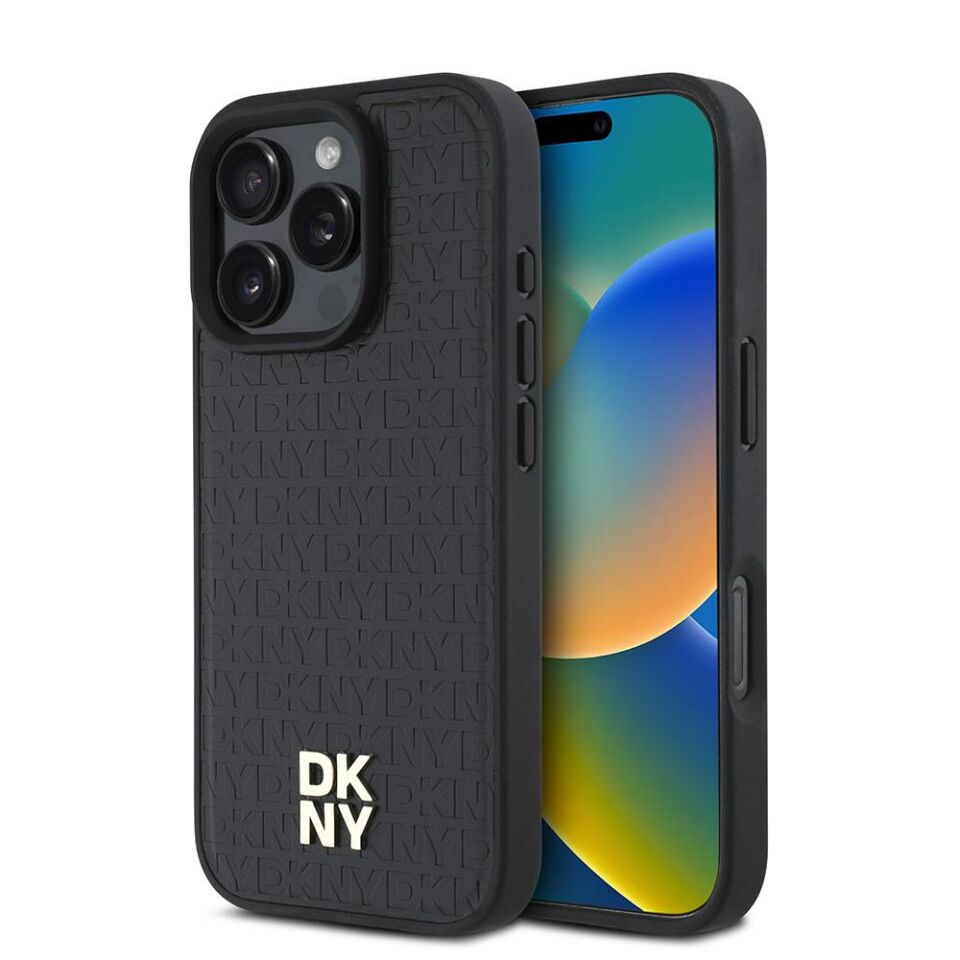 Apple iPhone 16 Pro Max Kılıf DKNY Orijinal Lisanslı Magsafe Şarj Özellikli 3D Yazılı Repeat Pattern Kapak
