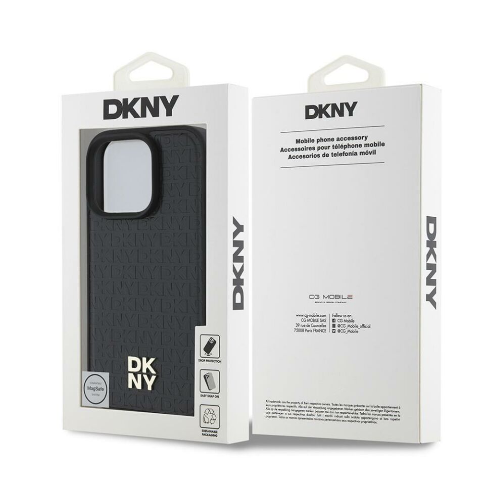 Apple iPhone 16 Pro Max Kılıf DKNY Orijinal Lisanslı Magsafe Şarj Özellikli 3D Yazılı Repeat Pattern Kapak