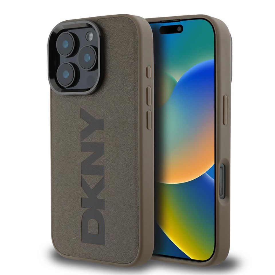 Apple iPhone 16 Pro Max Kılıf DKNY Orijinal Lisanslı Magsafe Şarj Özellikli PU Deri Plain Kapak