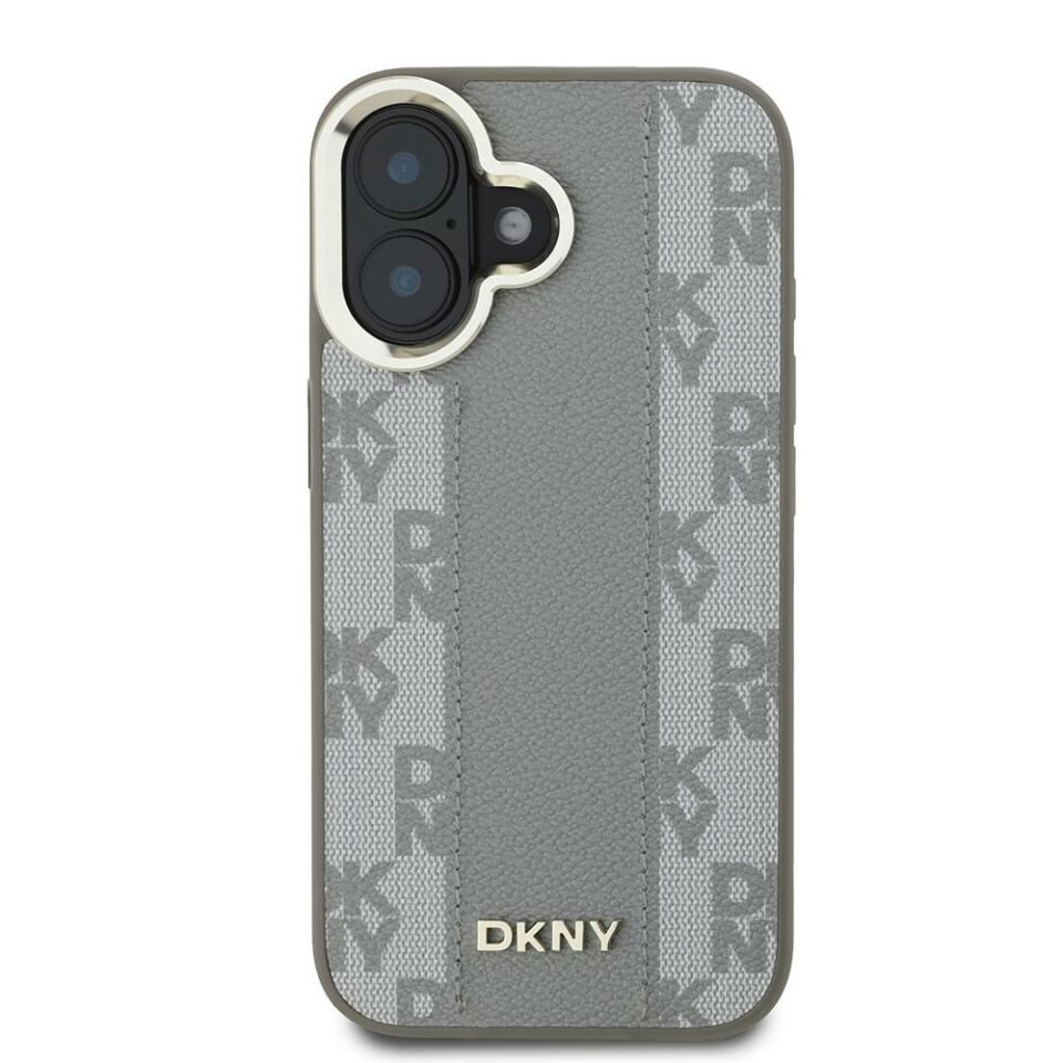 Apple iPhone 16 Kılıf DKNY Orijinal Lisanslı Magsafe Şarj Özellikli 3D Yazılı Checkered Pattern Kapak