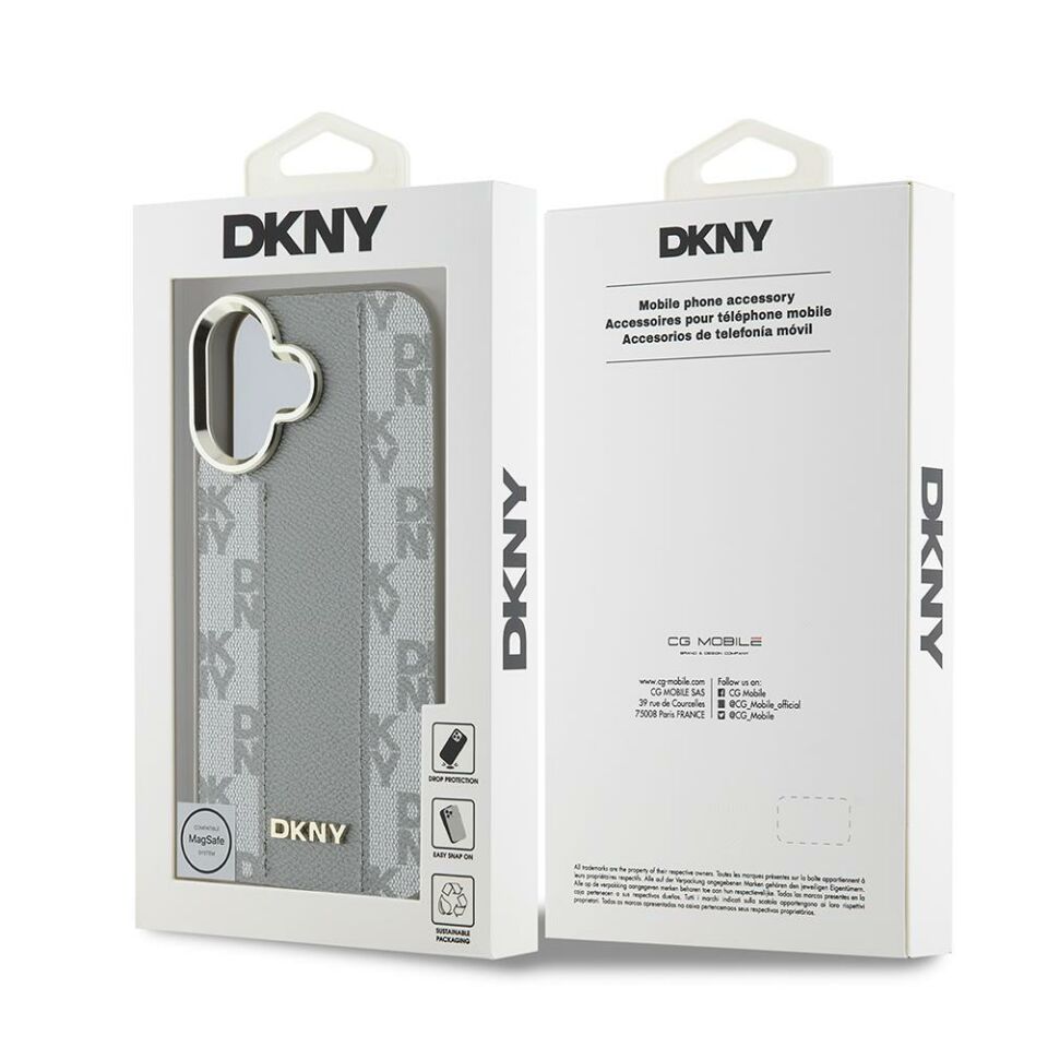 Apple iPhone 16 Kılıf DKNY Orijinal Lisanslı Magsafe Şarj Özellikli 3D Yazılı Checkered Pattern Kapak