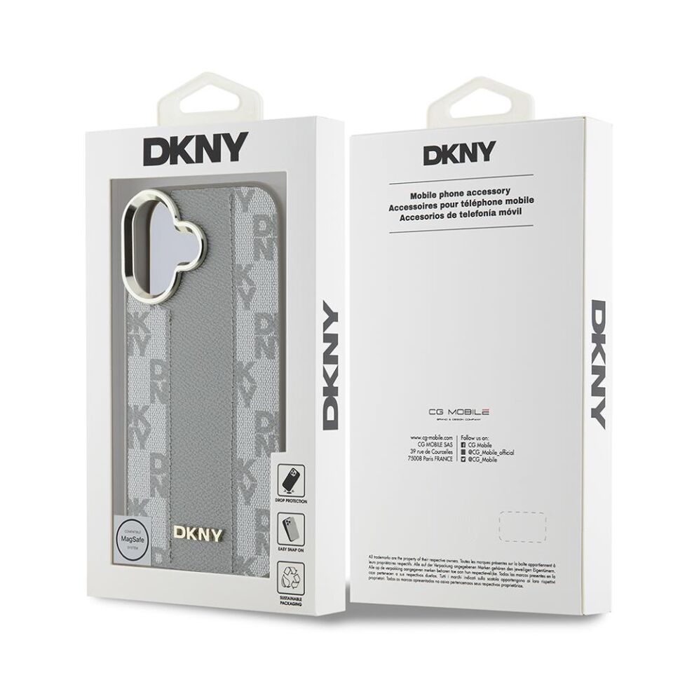 Apple iPhone 16 Kılıf DKNY Orijinal Lisanslı Magsafe Şarj Özellikli 3D Yazılı Checkered Pattern Kapak