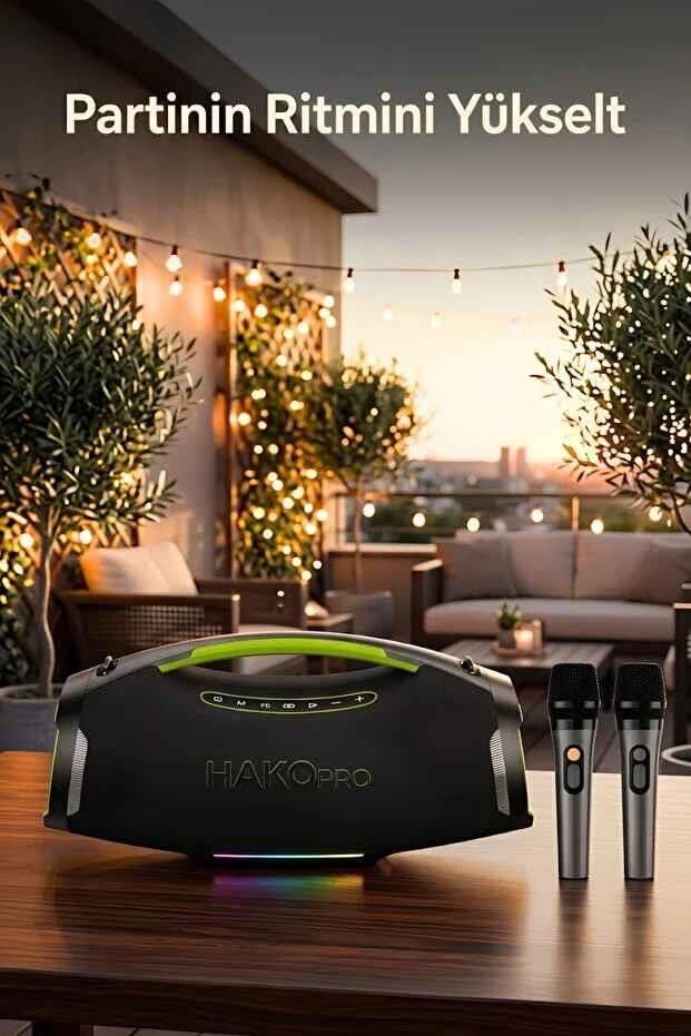 HAKOPRO 350W Ekstra Bass 16000 mAh Mikrofonlu Hoparlör ıpx5 H702