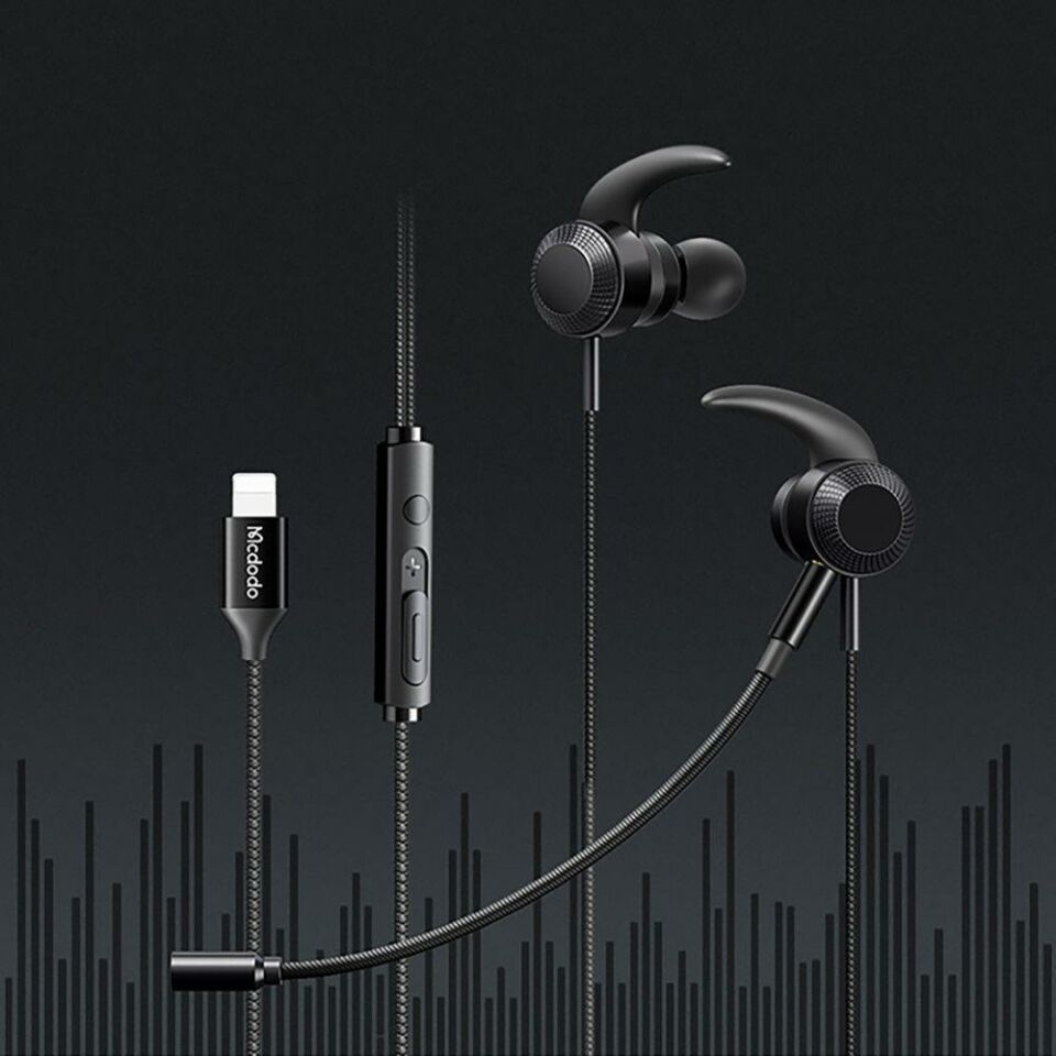 Mcdodo HP-1350 Ayrılabilir Mikrofonlu Lightning Girişli Dijital Oyun Kulaklığı 1.2m-Siyah