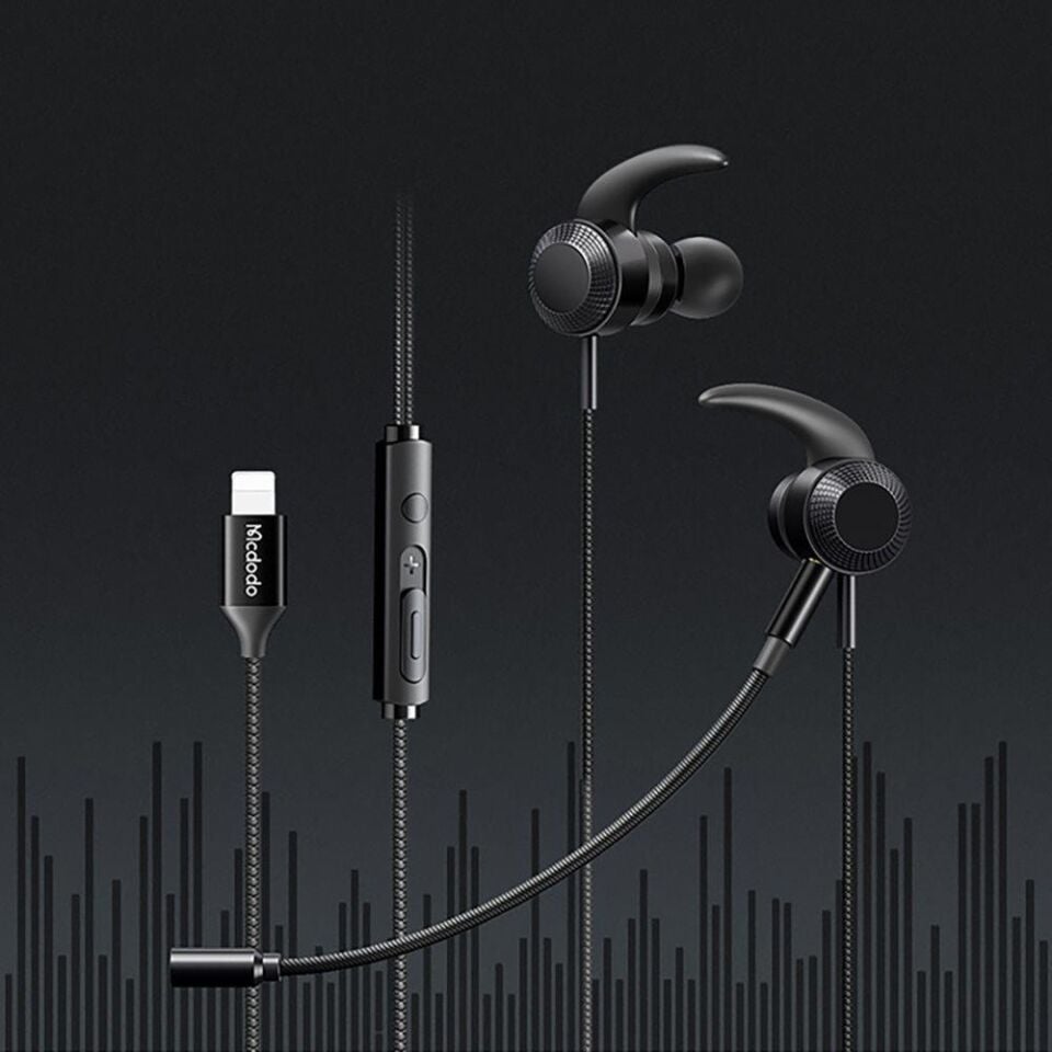 Mcdodo HP-1350 Ayrılabilir Mikrofonlu Lightning Girişli Dijital Oyun Kulaklığı 1.2m-Siyah