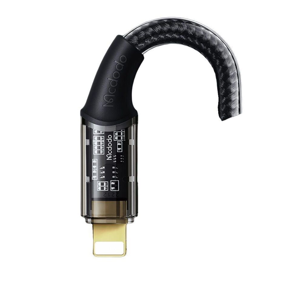 McDodo CA-2080 Lightning 3A Şeffaf Başlıklı Data Aktarım Ve Şarj Kablosu Siyah - 1.2 Metre