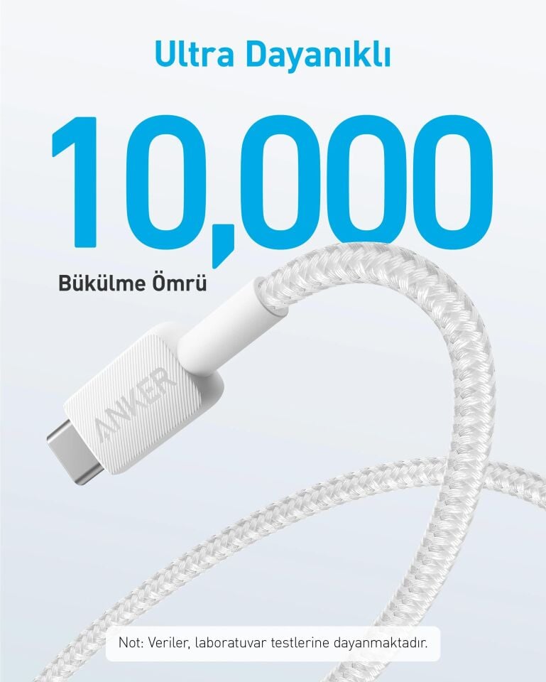 Anker 322 USB-C to USB-A 1.8M 30W Şarj Data Kablosu Beyaz