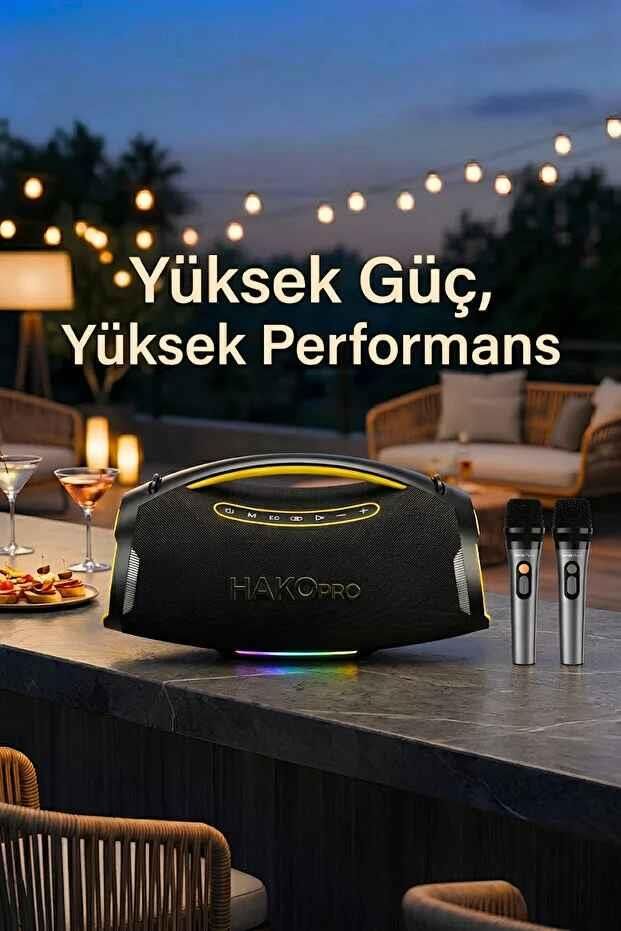 HAKOPRO 250W Ekstra Bass 12000mAh Mikrofonlu Hoparlör ıpx5 H701