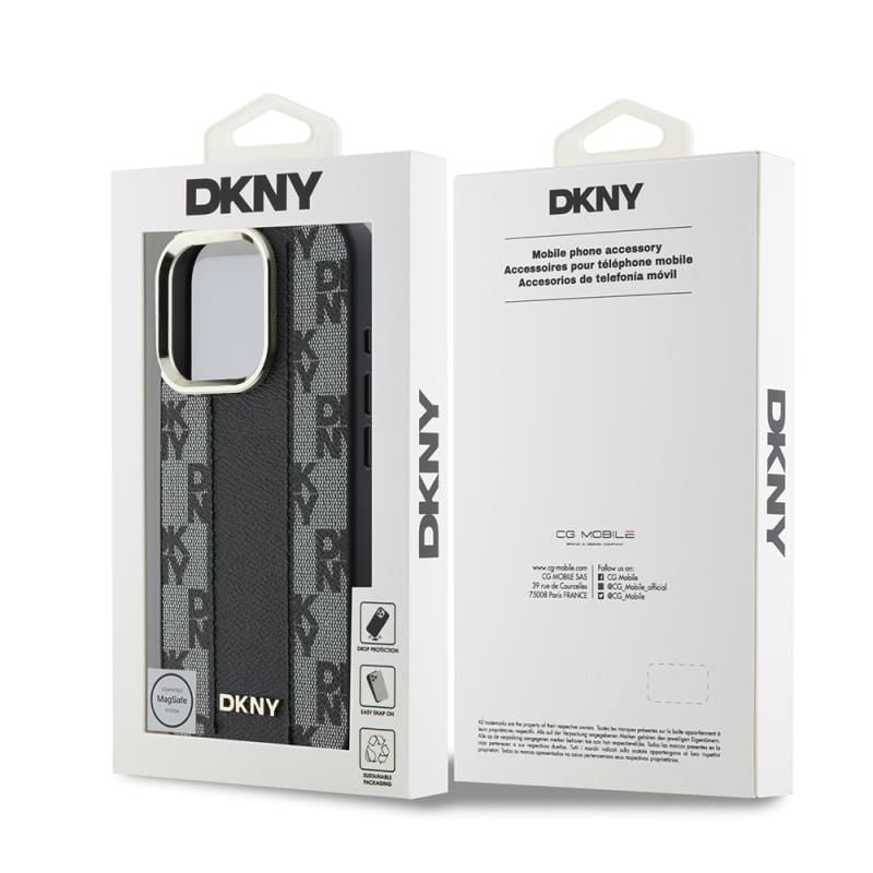 Apple iPhone 16 Pro Max Kılıf DKNY Orijinal Lisanslı Magsafe Şarj Özellikli 3D Yazılı Checkered Pattern Kapak