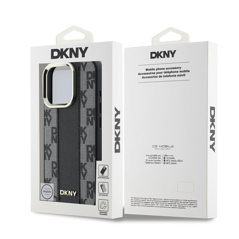 Apple iPhone 16 Pro Max Kılıf DKNY Orijinal Lisanslı Magsafe Şarj Özellikli 3D Yazılı Checkered Pattern Kapak