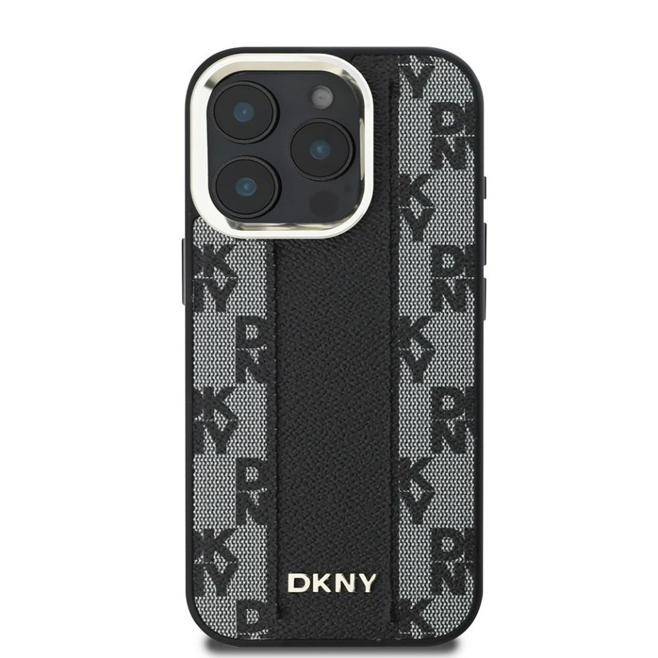 Apple iPhone 16 Pro Kılıf DKNY Orijinal Lisanslı Magsafe Şarj Özellikli 3D Yazılı Checkered Pattern Kapak