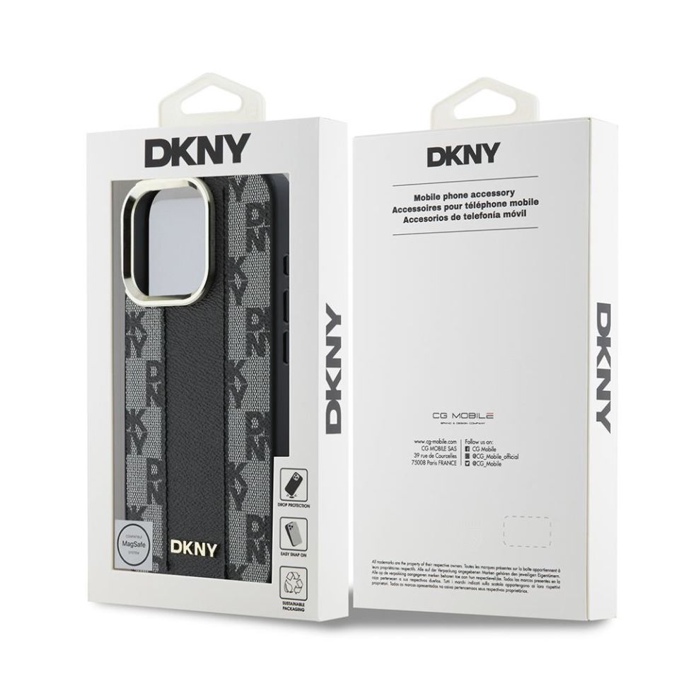 Apple iPhone 16 Pro Kılıf DKNY Orijinal Lisanslı Magsafe Şarj Özellikli 3D Yazılı Checkered Pattern Kapak