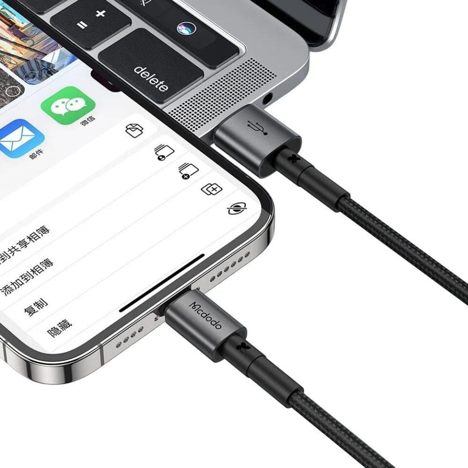 Mcdodo CA-3580 36W 3A iPhone Lightning Hızlı Şarj ve Veri Aktarım Kablosu 1.2m - Siyah