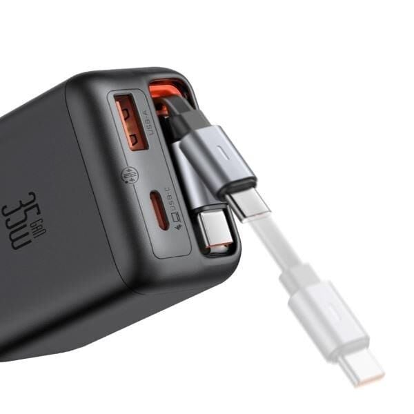 MCDODO CH-1280 Freego Serisi 35w GaN Şarj Cihazı (Dahili Geri Sarılabilir Type-c Kablolu)
