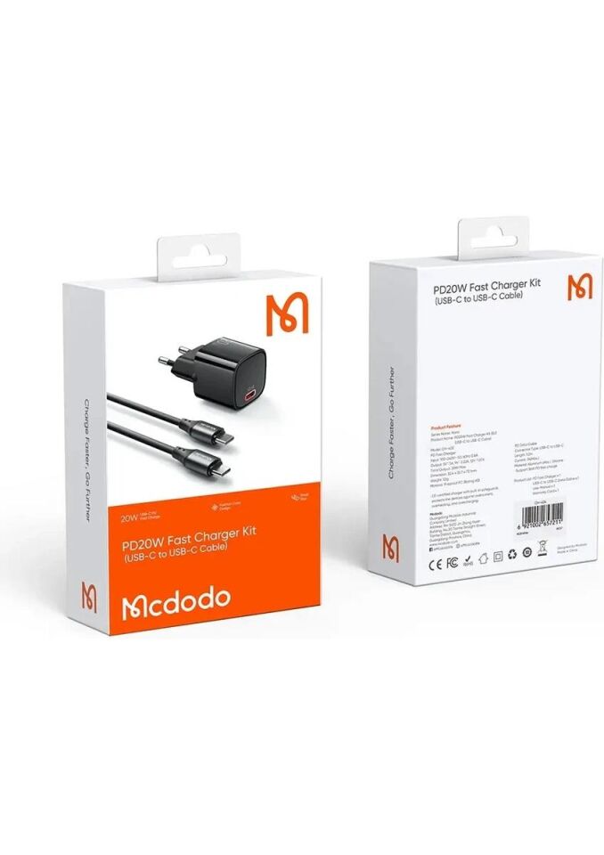 MCDODO CH-4040 20w GaN Hızlı
Sarj Şarj Adaptörü - Type-c-C To Lightning Kablolu
