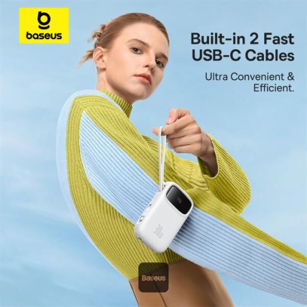 BASEUS QPow2 30W 10.000 mAh Taşınabilir Şarj Cihazı Beyaz