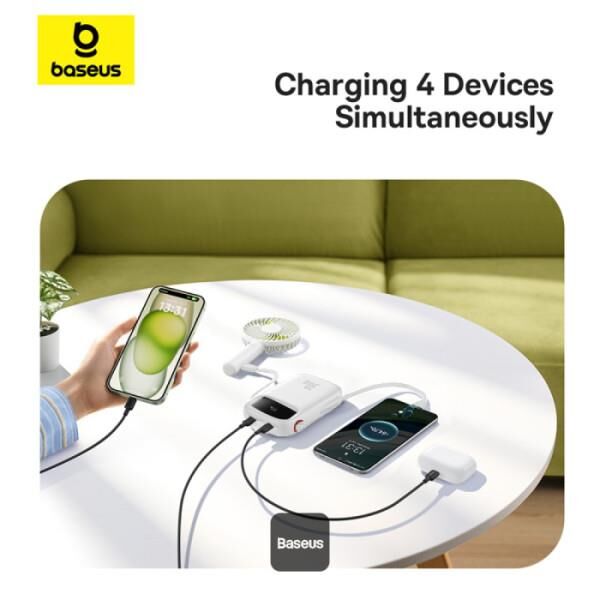 BASEUS QPow2 30W 10.000 mAh Taşınabilir Şarj Cihazı Beyaz