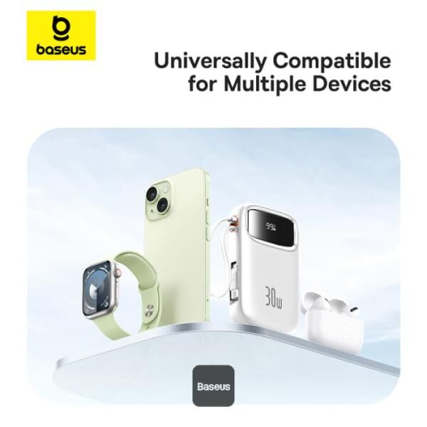 BASEUS QPow2 30W 10.000 mAh Taşınabilir Şarj Cihazı Beyaz