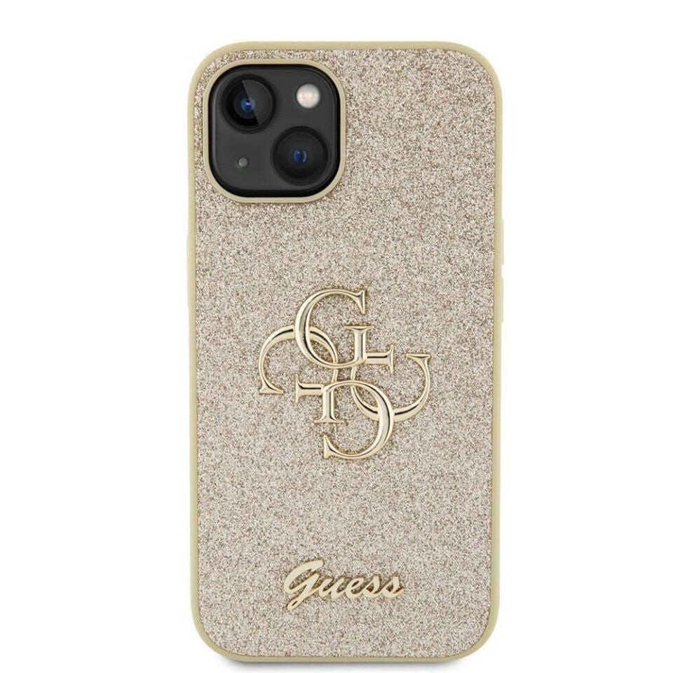 Apple iPhone 15 Kılıf Guess Orijinal Lisanslı 4G Büyük Metal Logolu Glitter Kapak