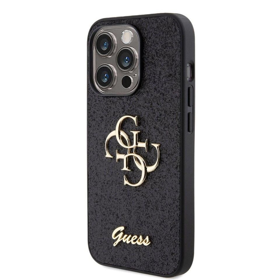 Apple iPhone 15 Pro Kılıf Guess Orijinal Lisanslı 4G Büyük Metal Logolu Glitter Kapak