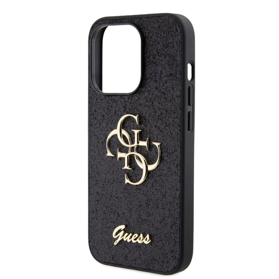 Apple iPhone 15 Pro Kılıf Guess Orijinal Lisanslı 4G Büyük Metal Logolu Glitter Kapak