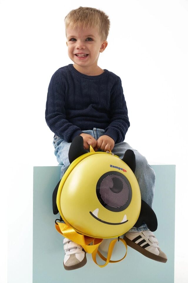 Zampago LED Ekranlı Sevimli Canavar Çocuk Sırt Çantası - sarı
