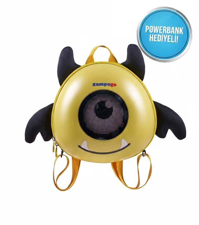 Zampago LED Ekranlı Sevimli Canavar Çocuk Sırt Çantası - sarı
