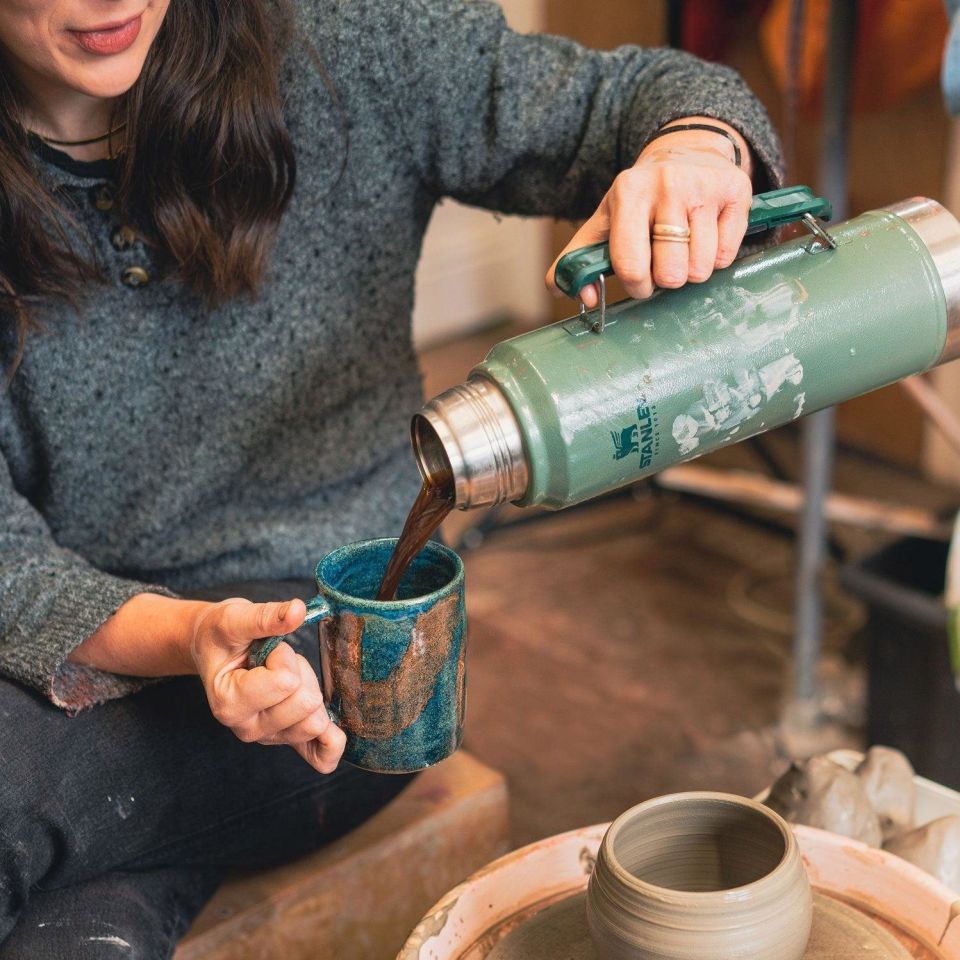 Stanley Klasik Vakumlu 1 lt Çelik Termos Yeşil