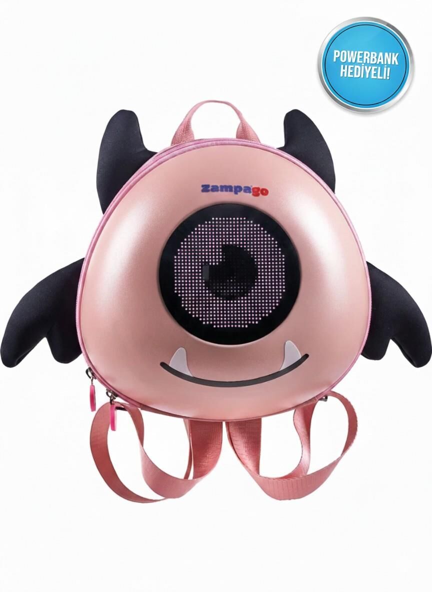 Zampago LED Ekranlı Sevimli Canavar Çocuk Sırt Çantası - pembe
