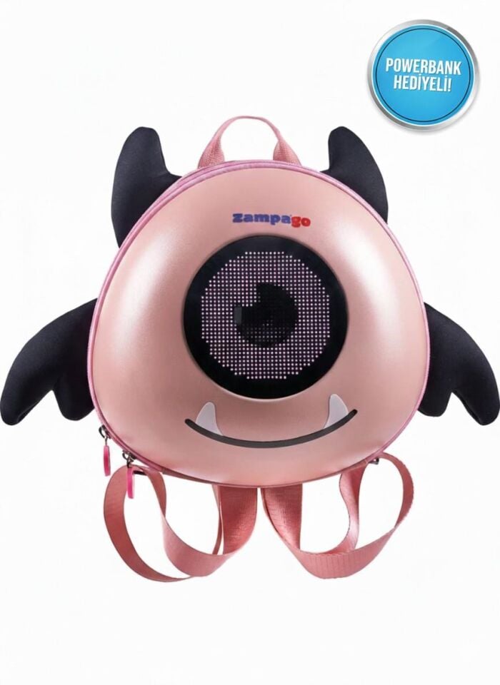 Zampago LED Ekranlı Sevimli Canavar Çocuk Sırt Çantası - pembe