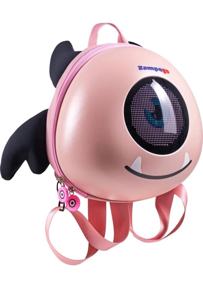 Zampago LED Ekranlı Sevimli Canavar Çocuk Sırt Çantası - pembe