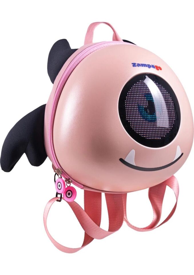 Zampago LED Ekranlı Sevimli Canavar Çocuk Sırt Çantası - pembe