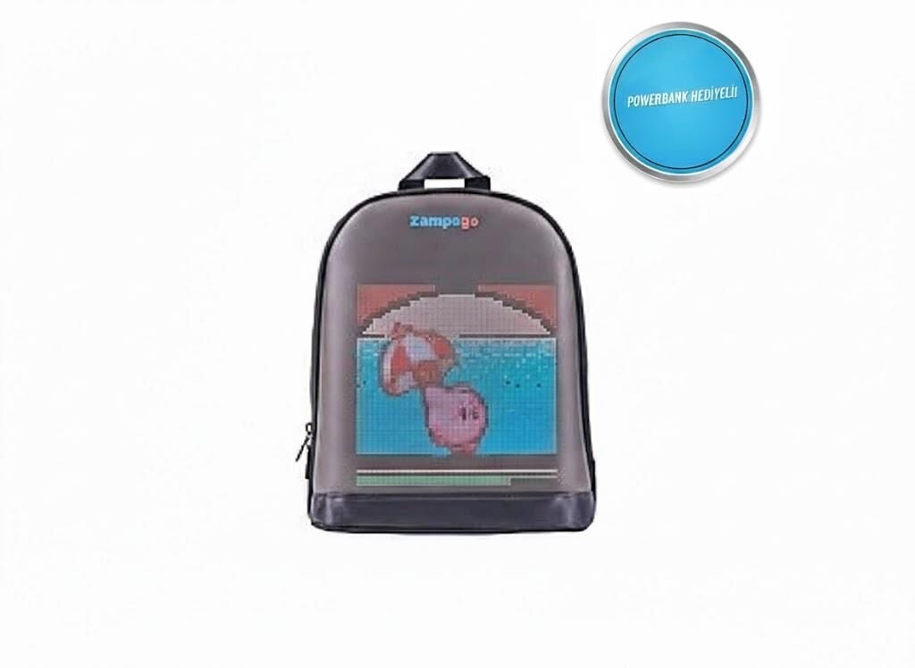 Zampago LED Ekranlı Bluetooth Kontrollü Işıklı Dijital Ekran Akıllı Sırt Çantası - Siyah