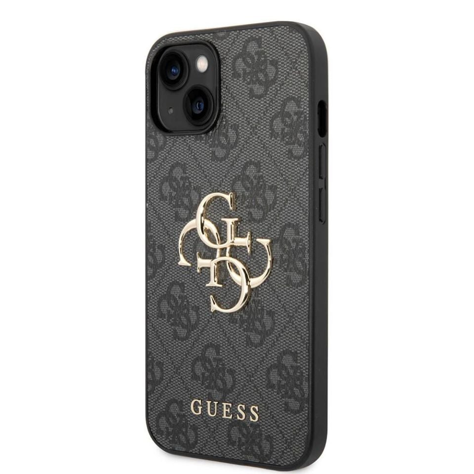 Apple iPhone 14 Kılıf Guess PU Deri Büyük Metal Logo Dizaynlı Kapak
