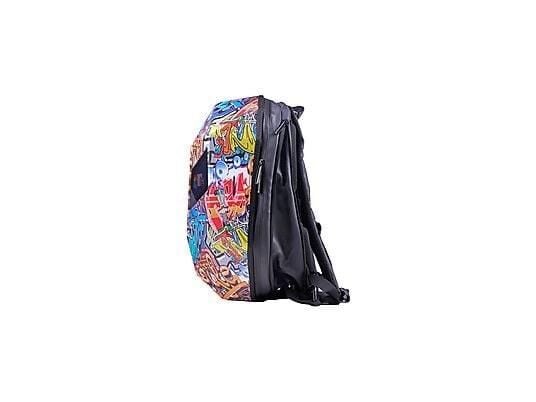 Zampago Ironman Bold Grafitti LED Göz Maskeli USB Şarj Girişli, Sert Kasa Grafiti Akıllı Sırt Çantası - Çok Renkli