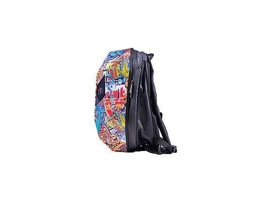 Zampago Ironman Bold Grafitti LED Göz Maskeli USB Şarj Girişli, Sert Kasa Grafiti Akıllı Sırt Çantası - Çok Renkli