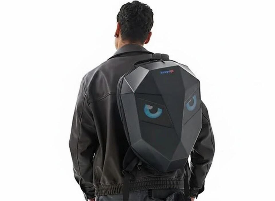 Zampago  LED SE Göz Maskeli Sert Kasa, USB Şarj Girişli Akıllı Sırt Çantası - Siyah