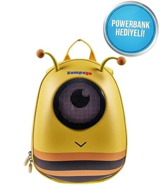 Zampago LED Ekranlı Çocuk Sırt Çantası  Sevimli Hayvan Figürlü Akıllı Çanta - Sarı