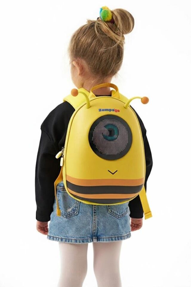 Zampago LED Ekranlı Çocuk Sırt Çantası  Sevimli Hayvan Figürlü Akıllı Çanta - Sarı