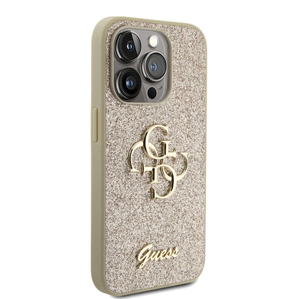 Apple iPhone 15 Pro Kılıf Guess Orijinal Lisanslı 4G Büyük Metal Logolu Glitter Kapak