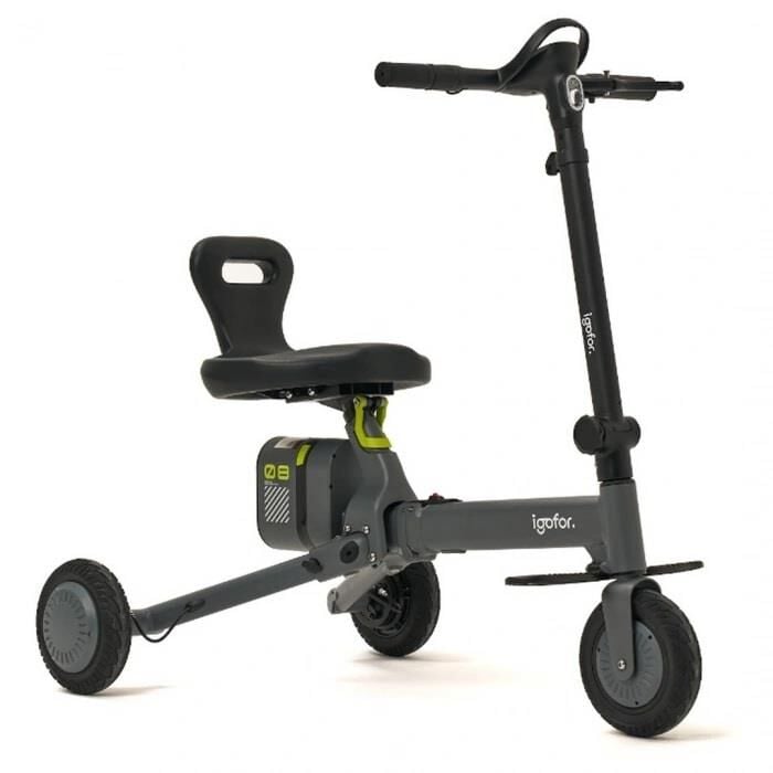 IGOFOR 3 Tekerlekli Katlanabilir Oturulabilir Hafif, Taşınabilir, Uzun Menzilli km Elektrikli Scooter Gri