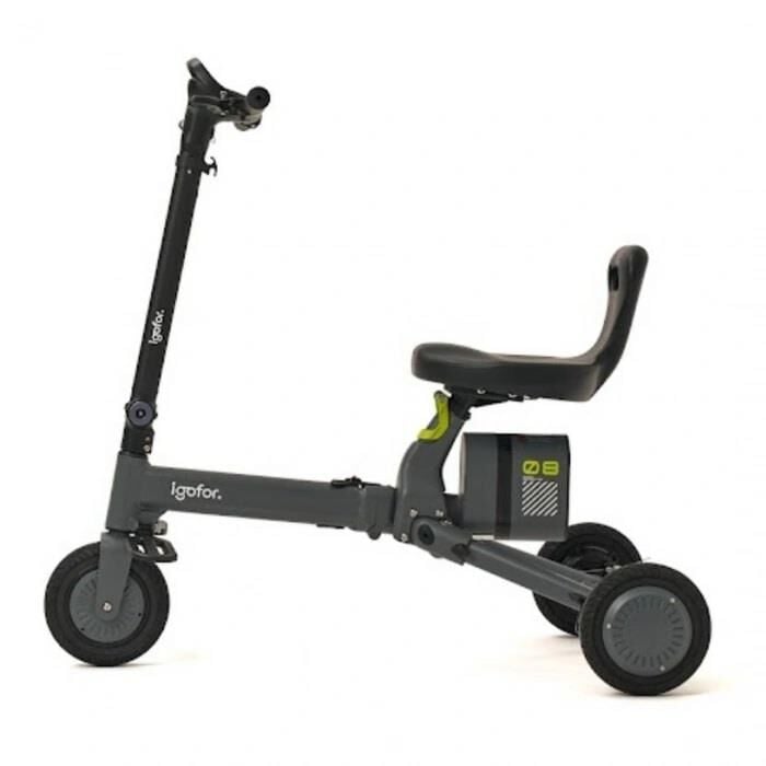 IGOFOR 3 Tekerlekli Katlanabilir Oturulabilir Hafif, Taşınabilir, Uzun Menzilli km Elektrikli Scooter Gri