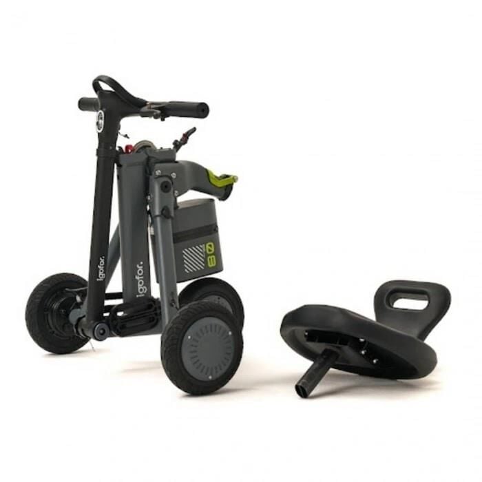 IGOFOR 3 Tekerlekli Katlanabilir Oturulabilir Hafif, Taşınabilir, Uzun Menzilli km Elektrikli Scooter Gri