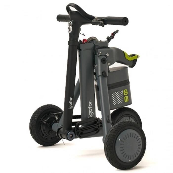 IGOFOR 3 Tekerlekli Katlanabilir Oturulabilir Hafif, Taşınabilir, Uzun Menzilli km Elektrikli Scooter Gri